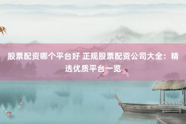 股票配资哪个平台好 正规股票配资公司大全：精选优质平台一览