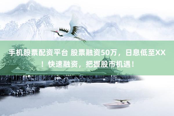 手机股票配资平台 股票融资50万，日息低至XX！快速融资，把握股市机遇！
