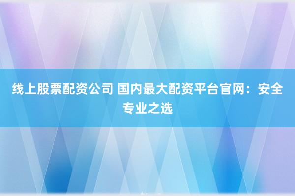 线上股票配资公司 国内最大配资平台官网：安全专业之选