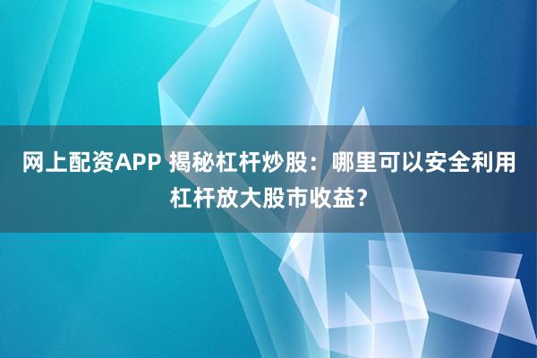 网上配资APP 揭秘杠杆炒股：哪里可以安全利用杠杆放大股市收益？