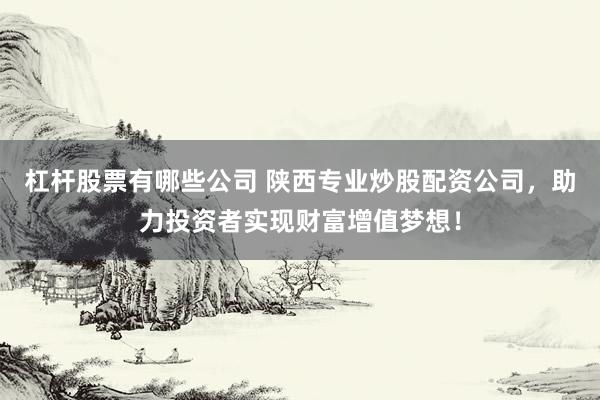 杠杆股票有哪些公司 陕西专业炒股配资公司，助力投资者实现财富增值梦想！
