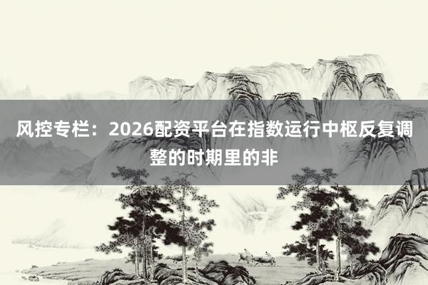 风控专栏：2026配资平台在指数运行中枢反复调整的时期里的非