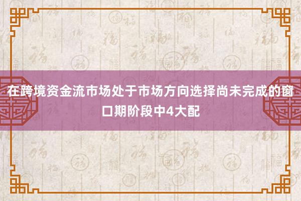 在跨境资金流市场处于市场方向选择尚未完成的窗口期阶段中4大配