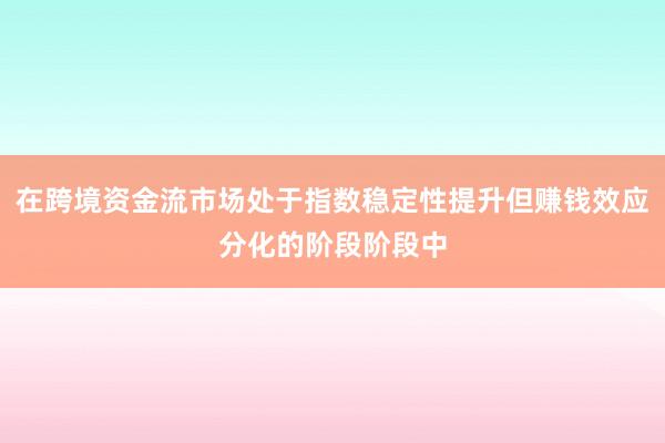 在跨境资金流市场处于指数稳定性提升但赚钱效应分化的阶段阶段中