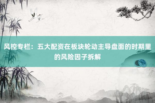 风控专栏：五大配资在板块轮动主导盘面的时期里的风险因子拆解